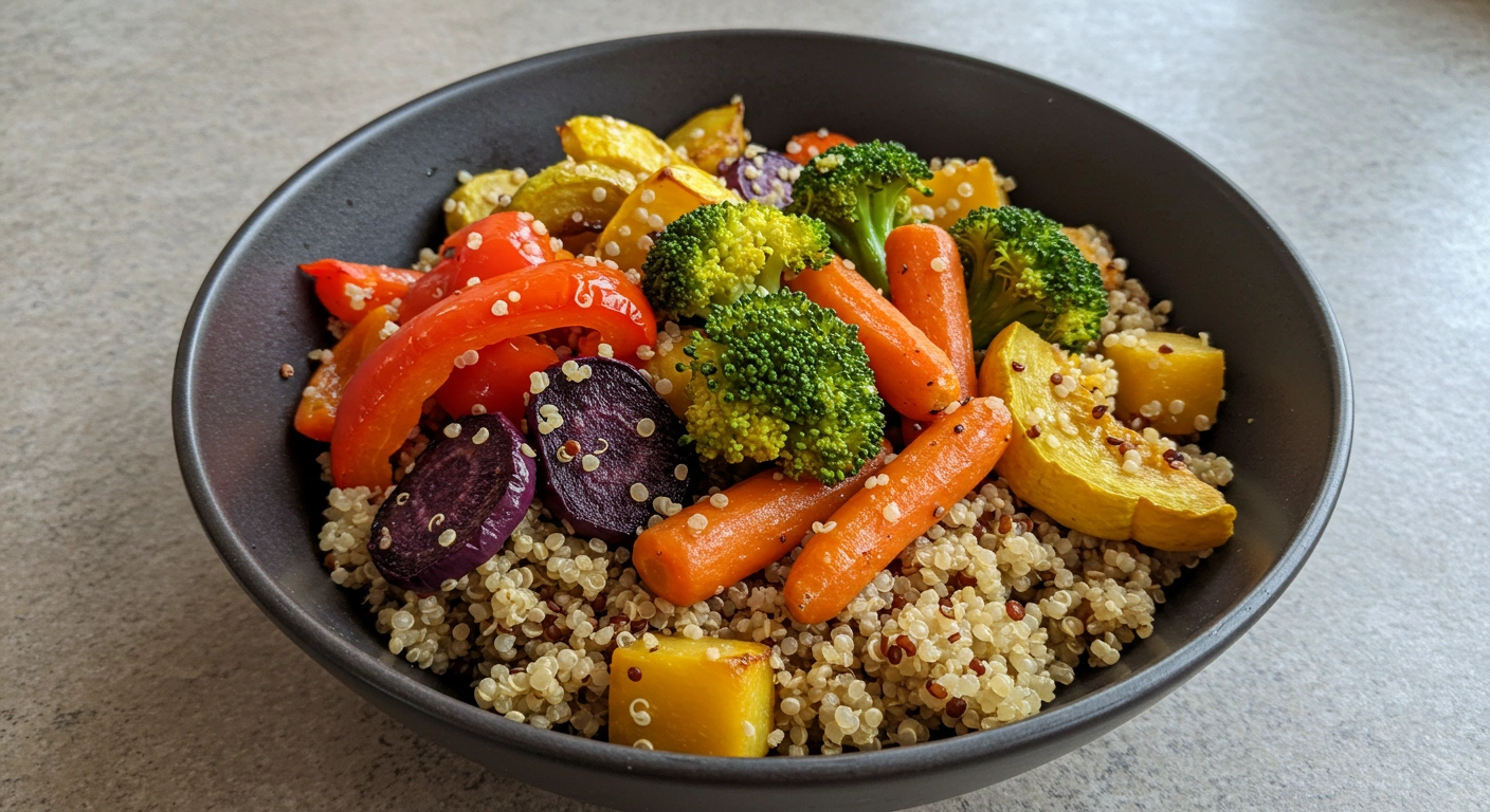 Rainbow Roasted Veggie Quinoa Bowl